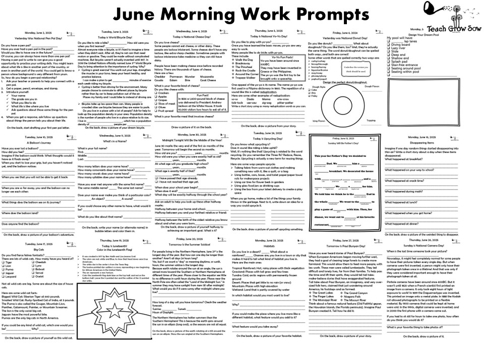 Morning Work – Teach Grow Sow